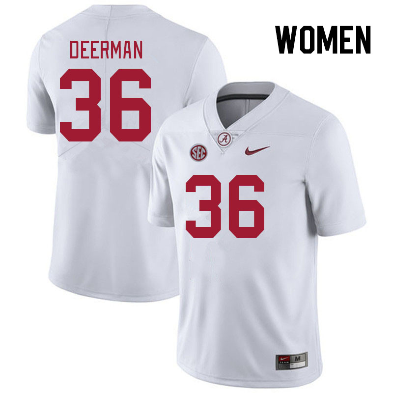 Women #36 Sawyer Deerman Alabama Crimson Tide College Footabll Jerseys Stitched Sale-White
